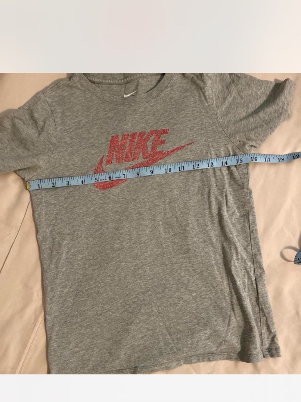 Nike Grey Short Sleeve Tee with Red Logo Sz S